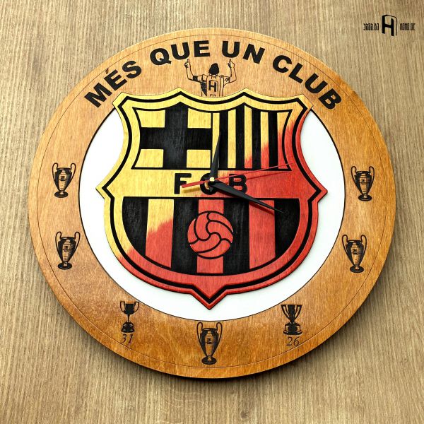 FC Barcelona (logo in two colours, dark wood)
