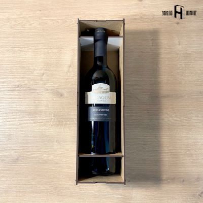 ღვინის ბოთლის სასაჩუქრე ყუთი (1 ბოთლის, ხის შემცვლელი, თეთრი)